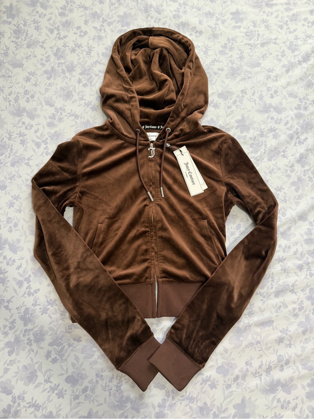 Juicy Couture Chocolate Brown Velour Zip Hoodie